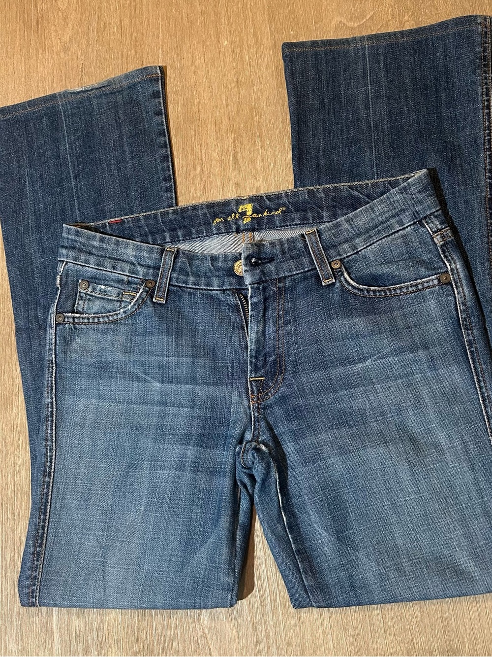 7 For All Mankind Women's "A Pocket" Bootcut Flare Low Rise Jeans Size 28